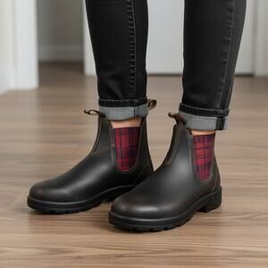 Blundstone 2100 Original 500 Womens Chelsea Boots Brown Tartan Check Sz 6.5 New